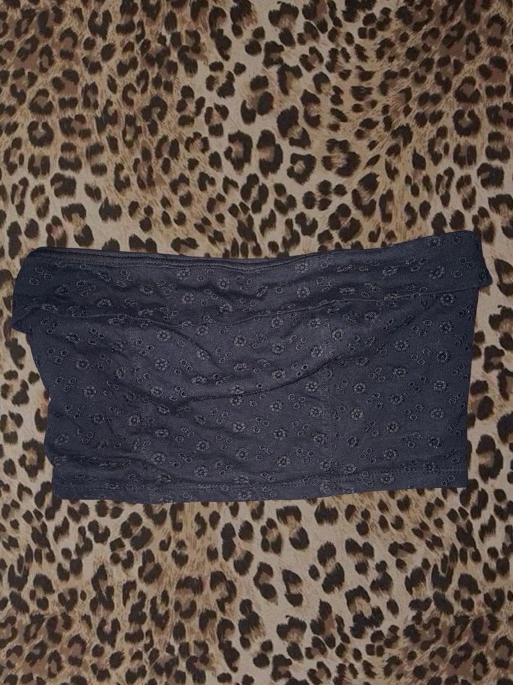 Aeropostale Eyelet Cropped Tube Top Black Floral Size Small